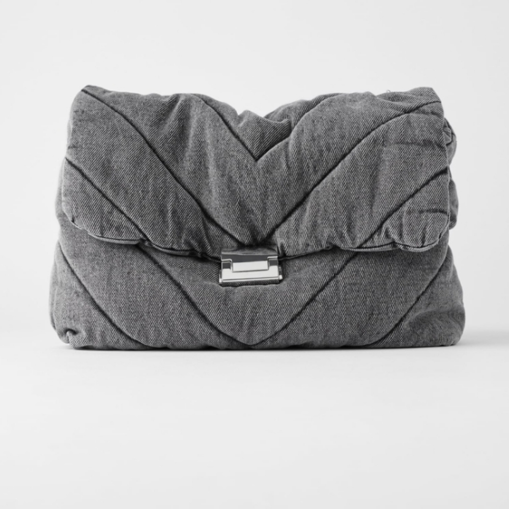 Brand New - Zara Quilted Maxi Shoulder Bag - Gray